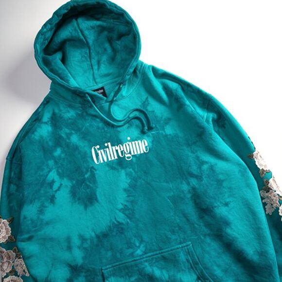 Civil Regime Blue Aqua Wash Hoodie Size Large - Picture 2 of 7